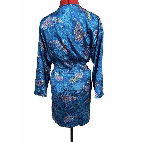 Vintage pajama set Inner Most Robe And Pant Blue Paisley Size Small - Picture 5 of 8